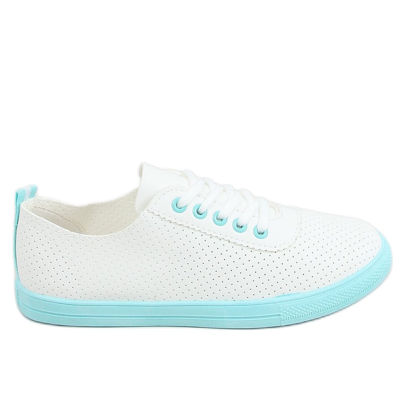 Zapatillas de mujer con cordones, blancas y azules LA44 Blue blanco
