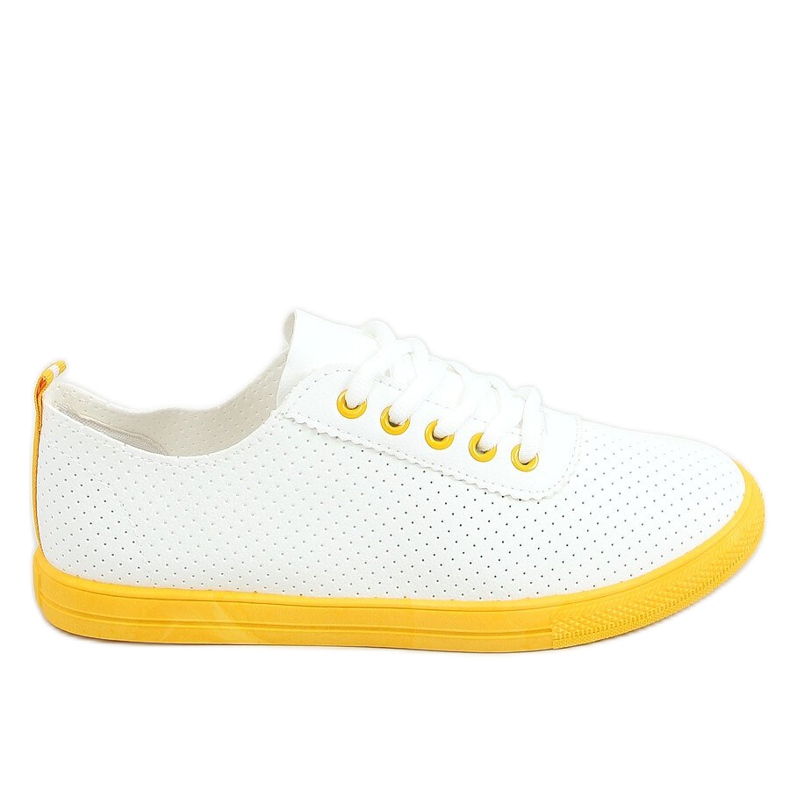 Zapatillas de mujer con cordones, blancas y amarillas LA44 Yellow blanco amarillo