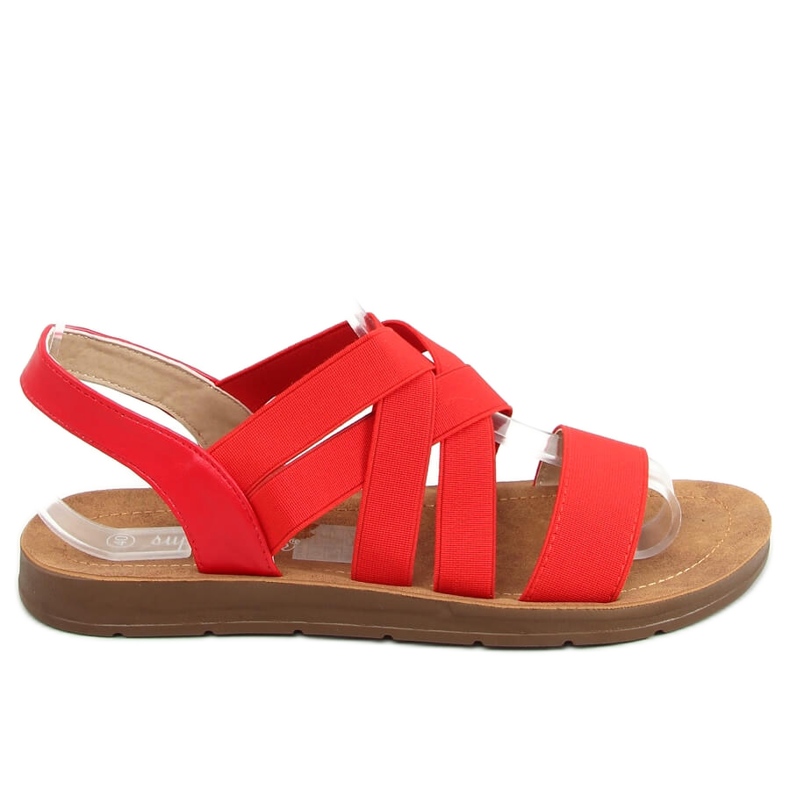 Sandalias con tiras de goma rojo 9225 Rojo
