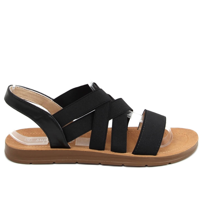 Sandalias con tiras de goma negro 9225 Negro