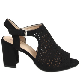 Sandalias tacón negro calado 429-10 Black