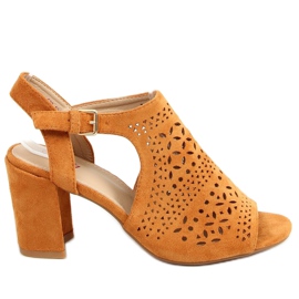 Sandalias de tacón calado camel 429-10 Camel marrón