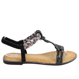 Sandalias negras con circonitas JN11-10 Negro