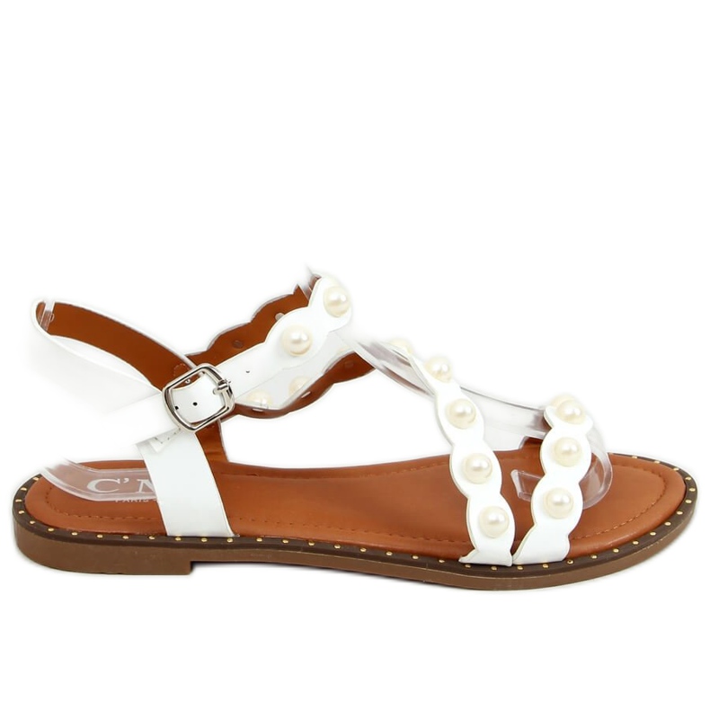 Sandalias con perlas blancas 55-55 Blanco