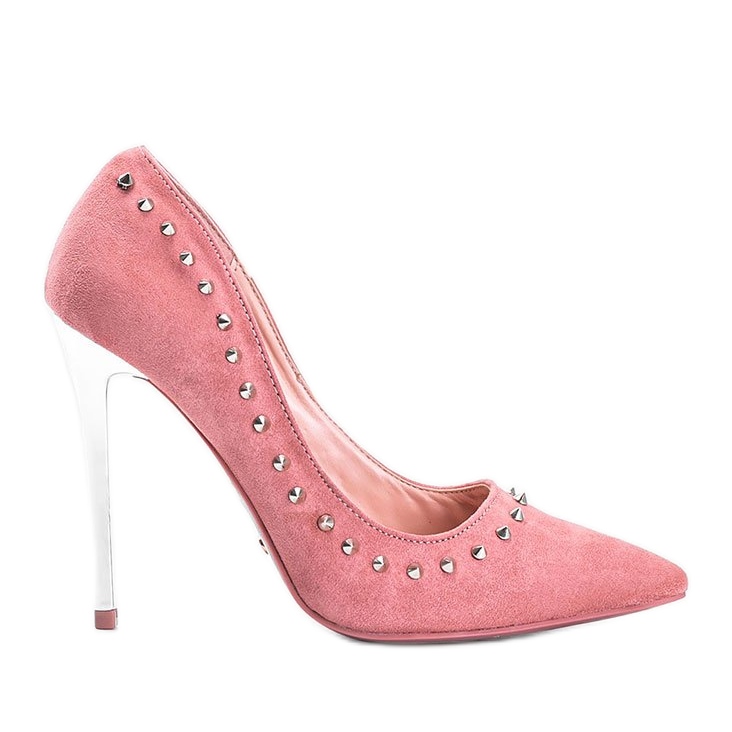 BM Tacones rosas con tachuelas Impresionante rosado