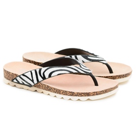 Chanclas en corcho Lu Boo Zebra blanco negro