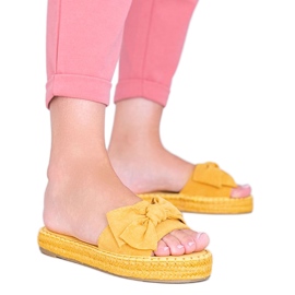 Pantuflas Mostaza Lazo Pastillas amarillo
