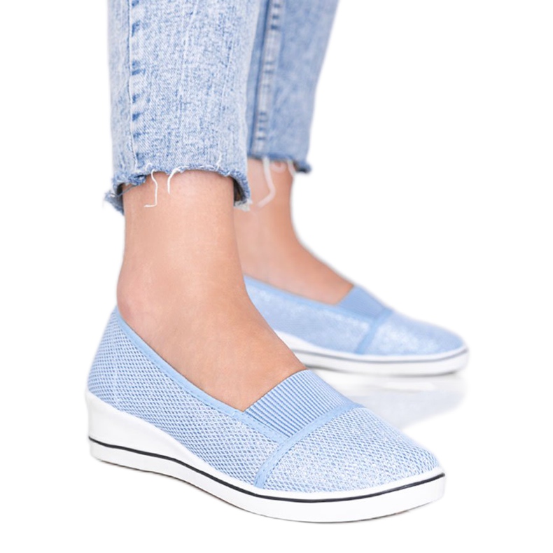 Bailarinas azules brillantes en la cuña Glam Star