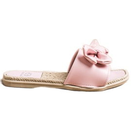Small Swan Pantuflas Eco Piel Con Lazo rosado