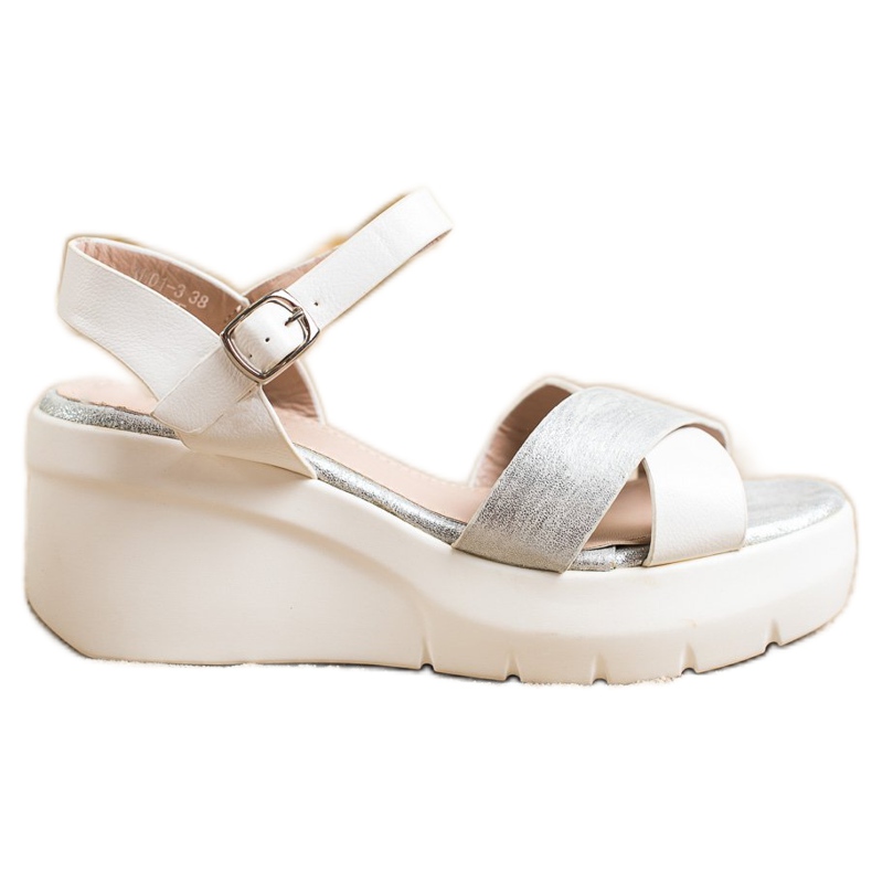 Small Swan Sandalias de cuña blanco plata