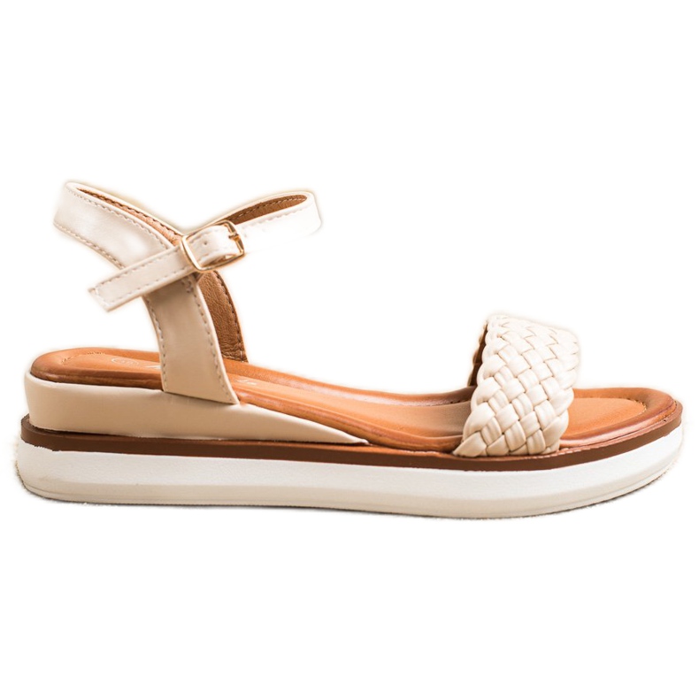 SHELOVET Sandalias cómodas de cuña baja beige