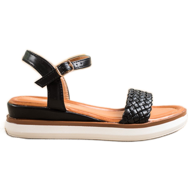 SHELOVET Sandalias cómodas de cuña baja negro