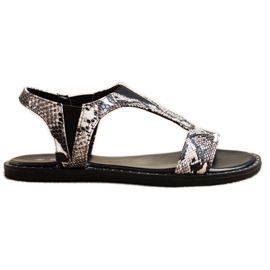 Goodin Sandalias sin cordones con estampado de serpiente gris