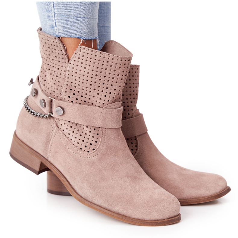 Botas de primavera caladas Lewski Shoes 2905-0 Beige