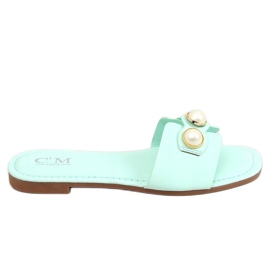 Pantuflas con perlas menta 55-37 LT.VERDE