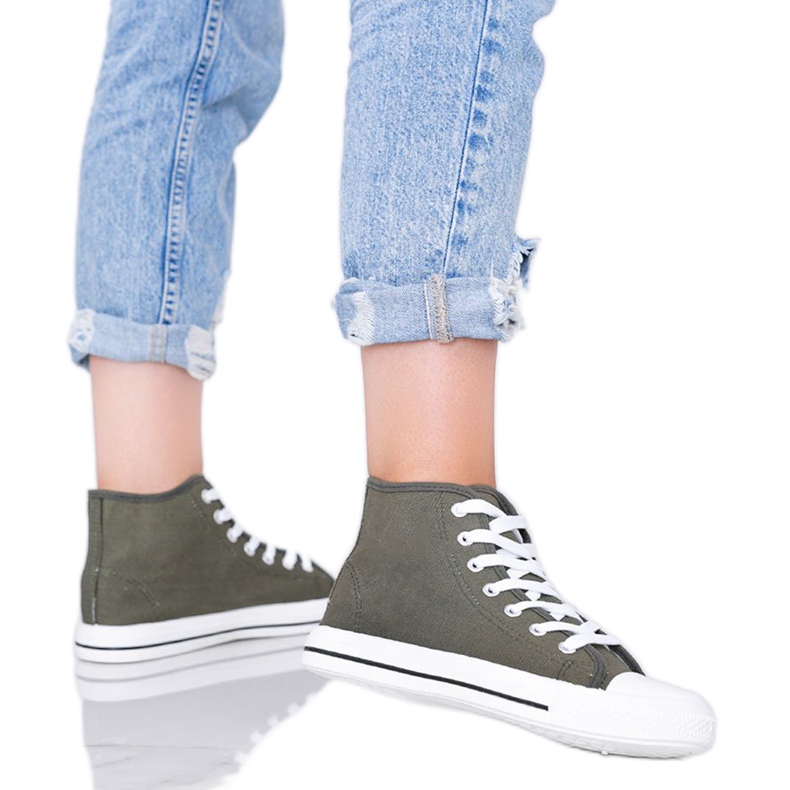 Zapatillas de mujer verde caqui al tobillo Gampa
