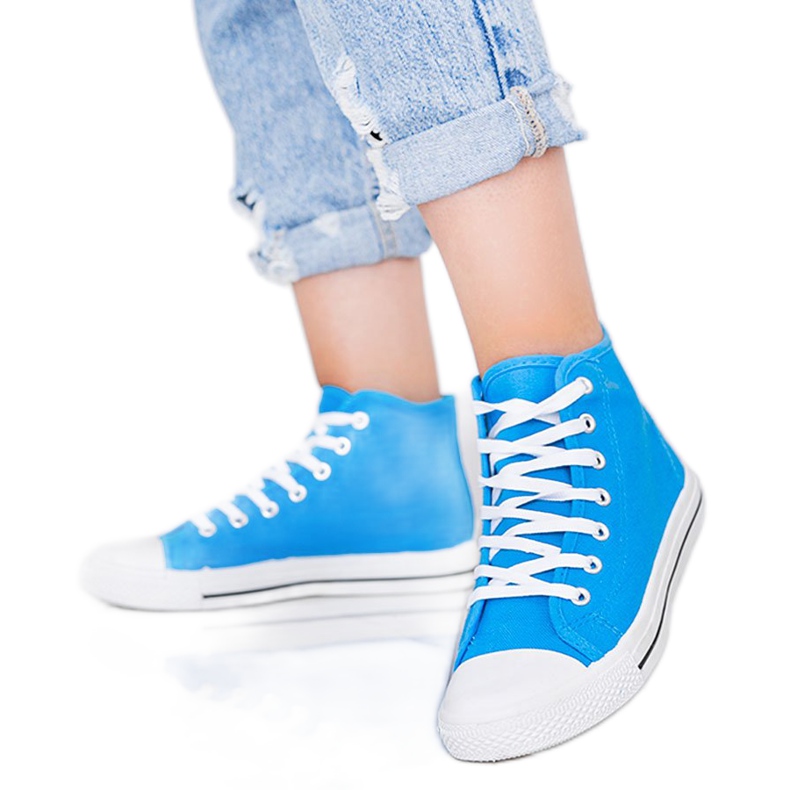 Deportivas blancas mujer Gampa tobillo azul