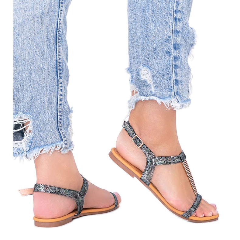 Sandalias de mujer igi holográficas negras negro