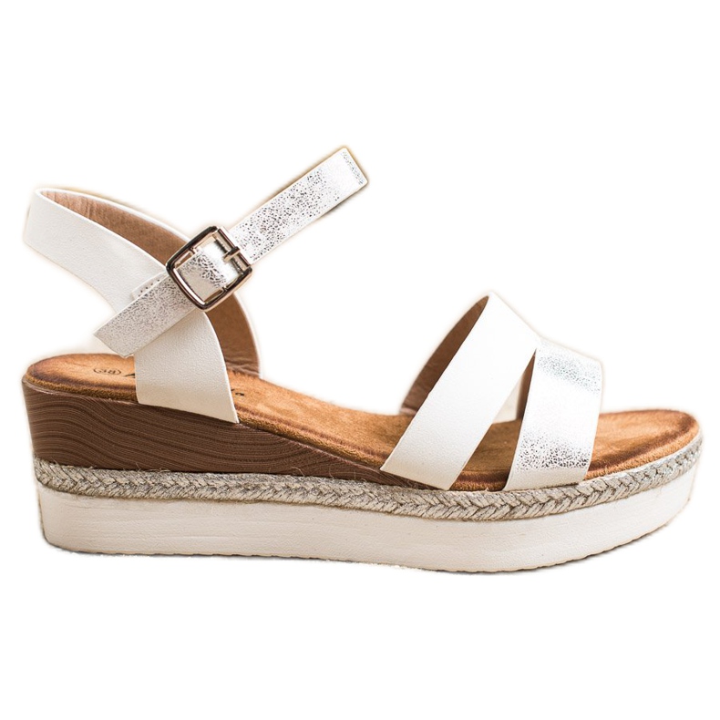 SHELOVET Sandalias ligeras con tacón de cuña blanco plata SHELOVET Sandalias ligeras con tacón de cuña blanco plata