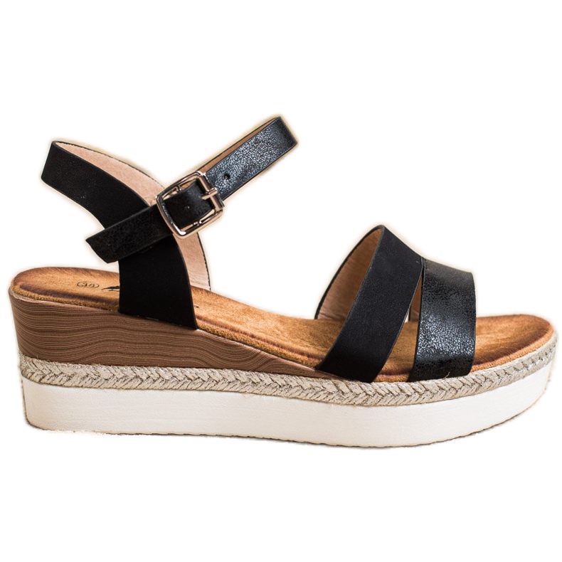 SHELOVET Sandalias ligeras con tacón de cuña negro SHELOVET Sandalias ligeras con tacón de cuña negro