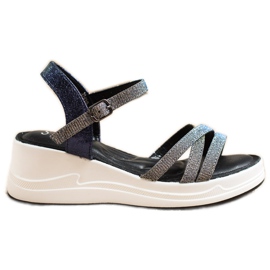 Small Swan Sandalias de purpurina en cuña azul marino gris