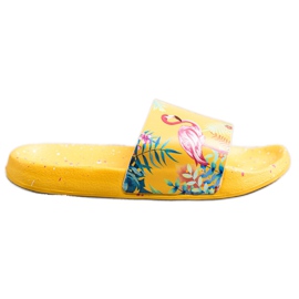 Bona Chanclas de moda con un flamenco amarillo