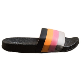 Bona Chanclas cómodas con rayas de colores negro