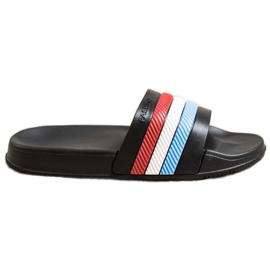 Bona Pantuflas con Rayas de Colores negro