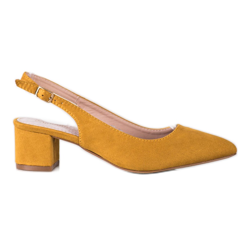 Goodin Zapatos de salón mostaza con tacón abierto amarillo
