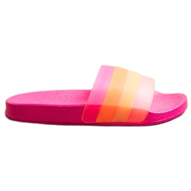 Bona Chanclas cómodas con rayas de colores rosado Bona Chanclas cómodas con rayas de colores rosado