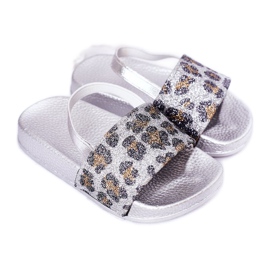 FR1 Pantuflas Infantiles De Goma Con Brocado Plata Rimia