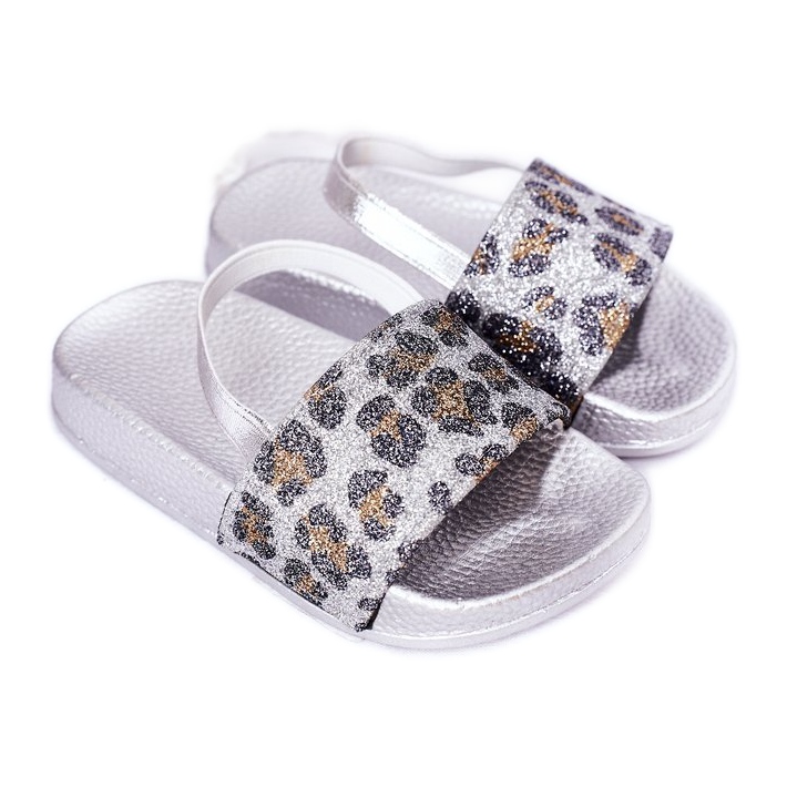 FR1 Pantuflas Infantiles De Goma Con Brocado Plata Rimia
