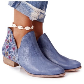 Botas Maciejka Piel Azul Marino Con Flores 04091-64 multicolor