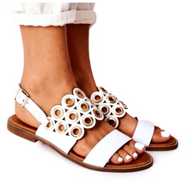 Sandalias de cuero calado Lewski Shoes 3042 Blanco
