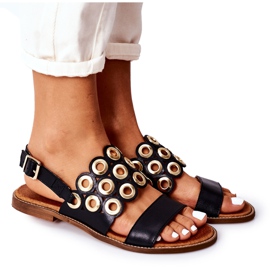 Sandalias de cuero calado Lewski Shoes 3042 Negro