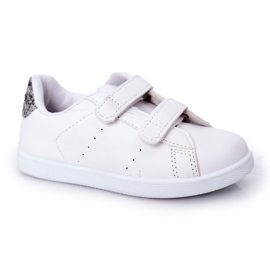 Deportivas Infantiles Con Velcro Blanca y Plateada Cute Girl blanco