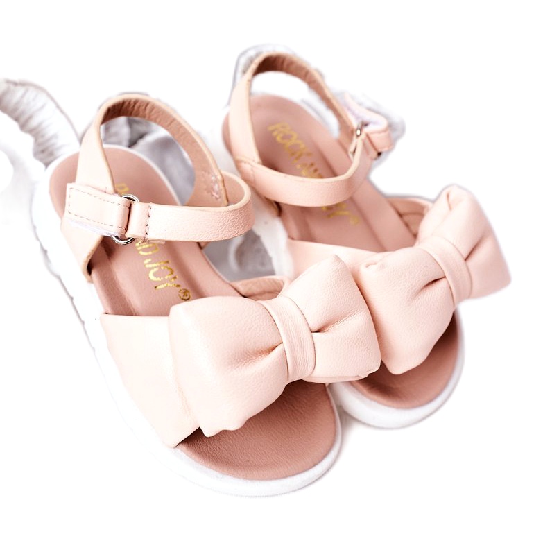 FR1 Sandalias Infantiles Con Lazo Rosa Abbie rosado