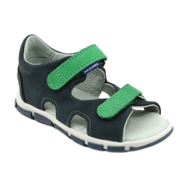 Sandalias de cuero para niños para velcro mazurek 314 azul marino