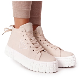Zapatillas altas para mujer en una plataforma Manhattan beige Zapatillas altas para mujer en una plataforma Manhattan beige
