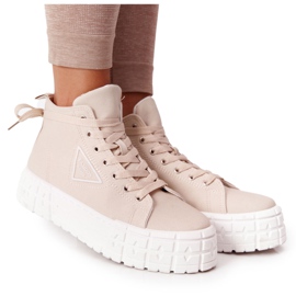 Zapatillas altas para mujer en una plataforma Manhattan beige