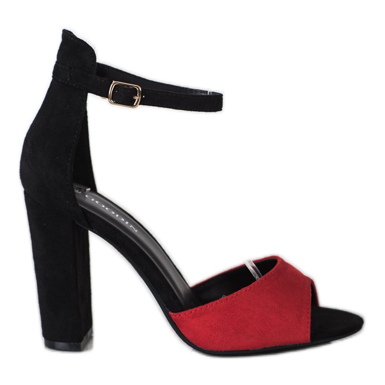 Goodin Sandalias de gamuza en una barra negro rojo