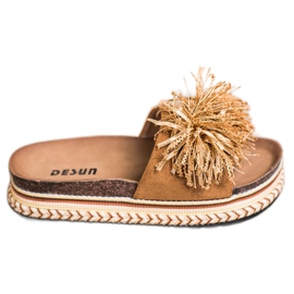 SHELOVET Zapatillas de moda con flecos marrón