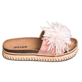 SHELOVET Zapatillas de moda con flecos rosado