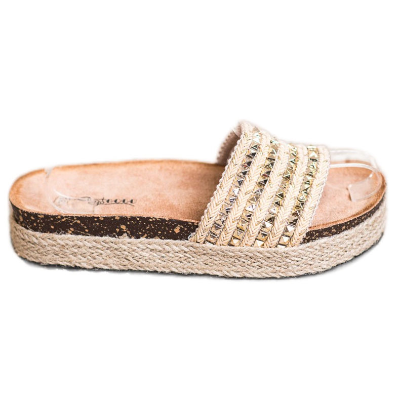Groto Gogo Pantuflas Doradas Con Tachuelas beige dorado
