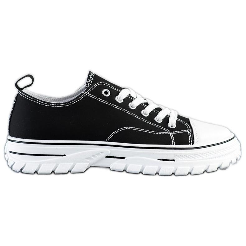 SHELOVET Zapatillas con cuero ecológico en la plataforma negro