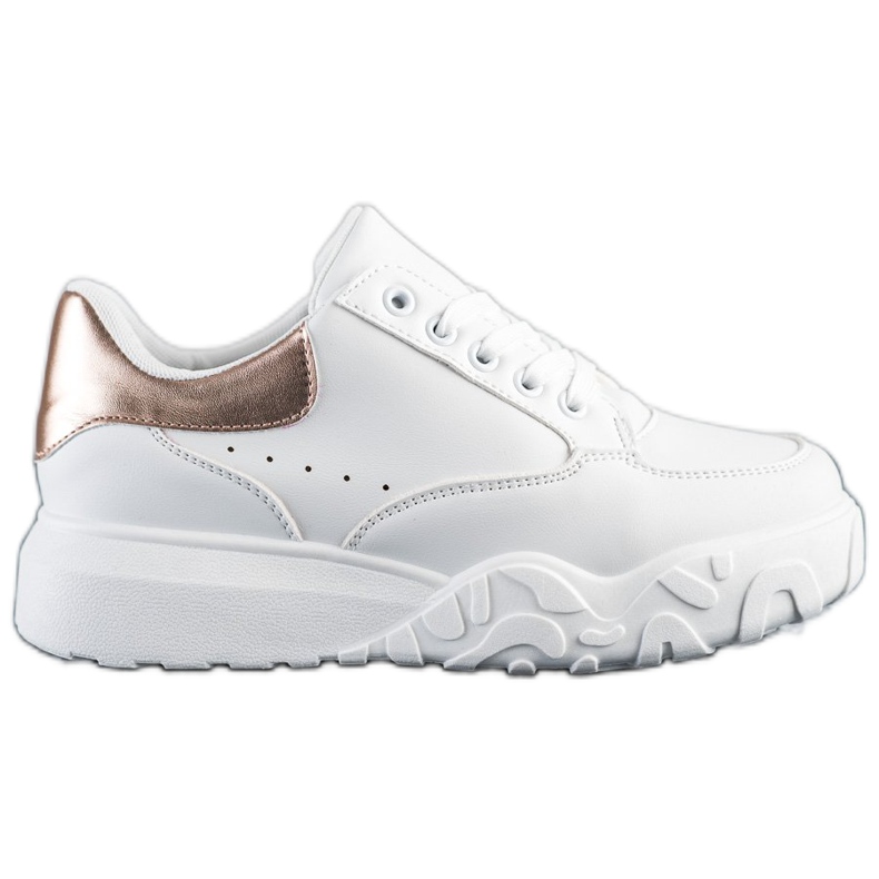 SHELOVET Zapatillas blancas de moda blanco dorado