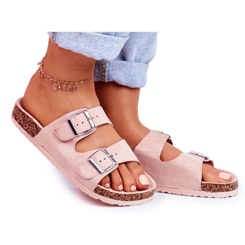 EVE Pantuflas De Mujer En Corcho Con Broches Rosa Si Señor rosado