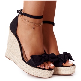 Sandalias de cuña negras con trenzas negras ¡Adelante! negro