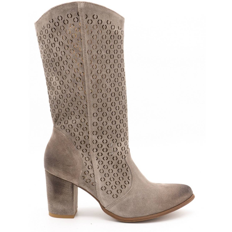 Exousite Botas mujer piel calada tacones altos 1224 gris