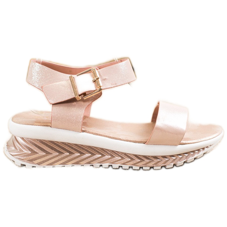 Groto Gogo Sandalias en la plataforma con purpurina beige dorado